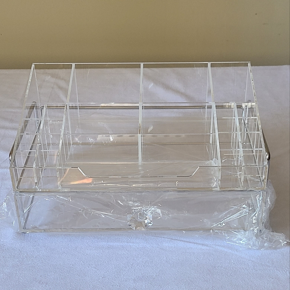 New Frontgate Luciana Acrylic Makeup Vanity Organizer 1-Drawer - Picture 2 of 9